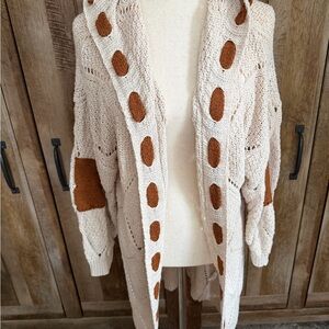 Chic Cream and Brown Knit Cardigan